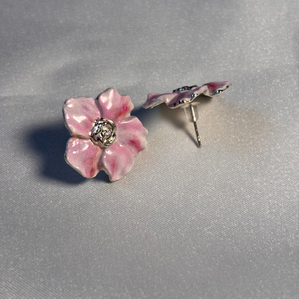 Pink Floral Charm studs
