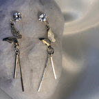 Silver Butterfly Linear Drop Earrings