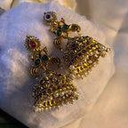 Lattice Gold Peacock Jhumkas