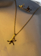 Dragonfly Pendant Necklace and Studs
