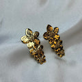 Golden bloom climber's ear studs