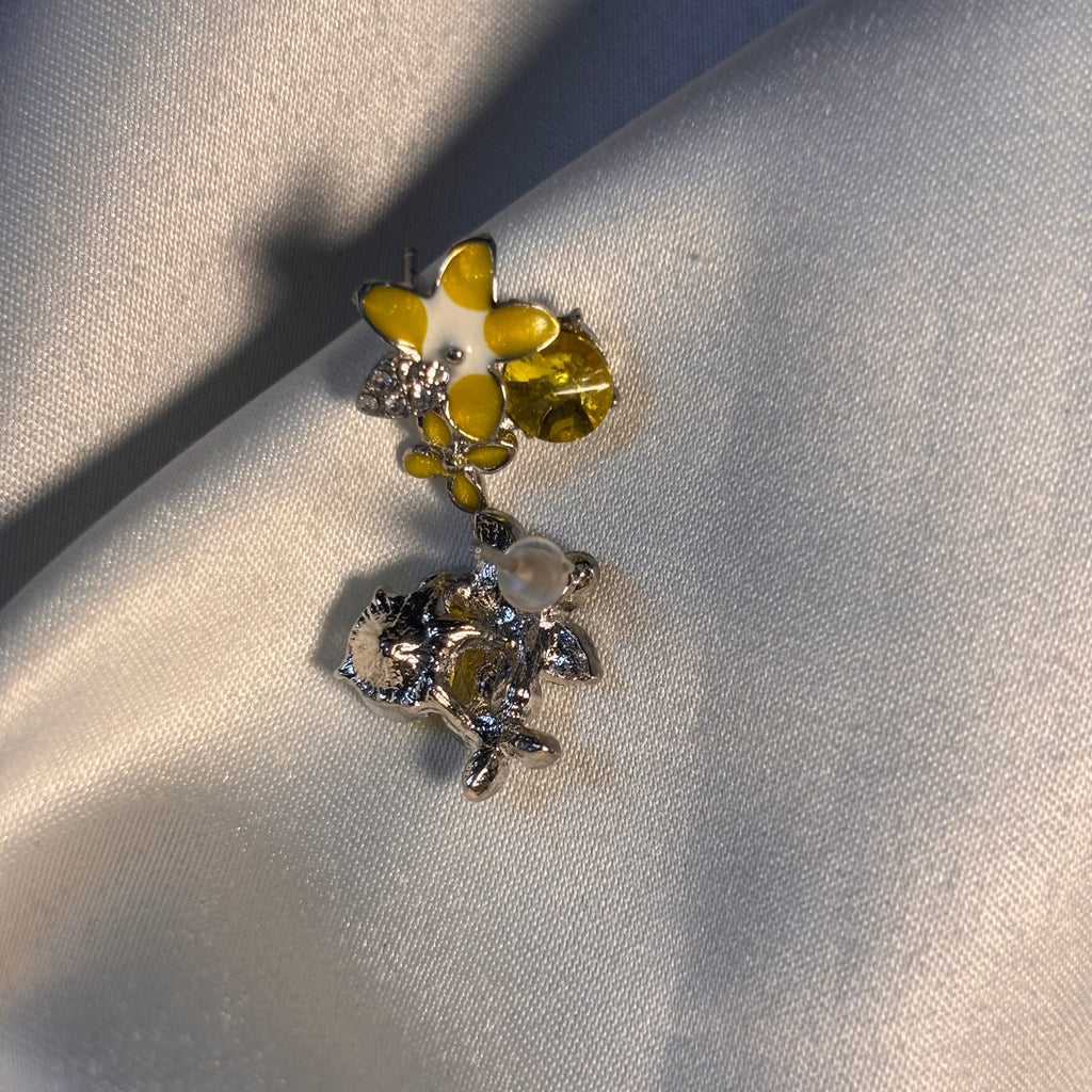 Yellow Enamel Wildflower Studs