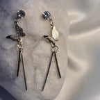 Silver Butterfly Linear Drop Earrings