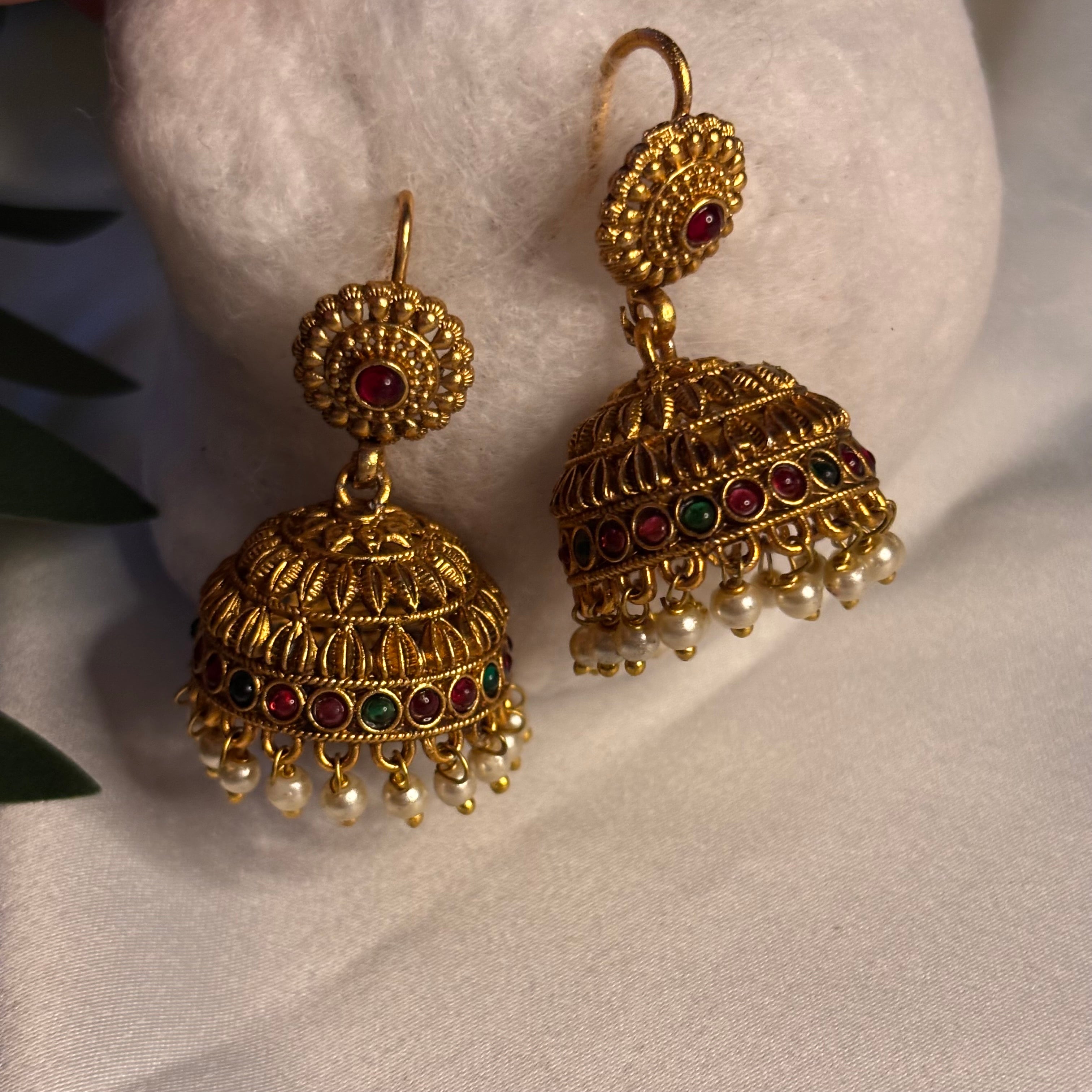 Vintage Gilded Drop Jhumkas