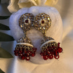 Maroon Mandala Ruby Drop Jumkas