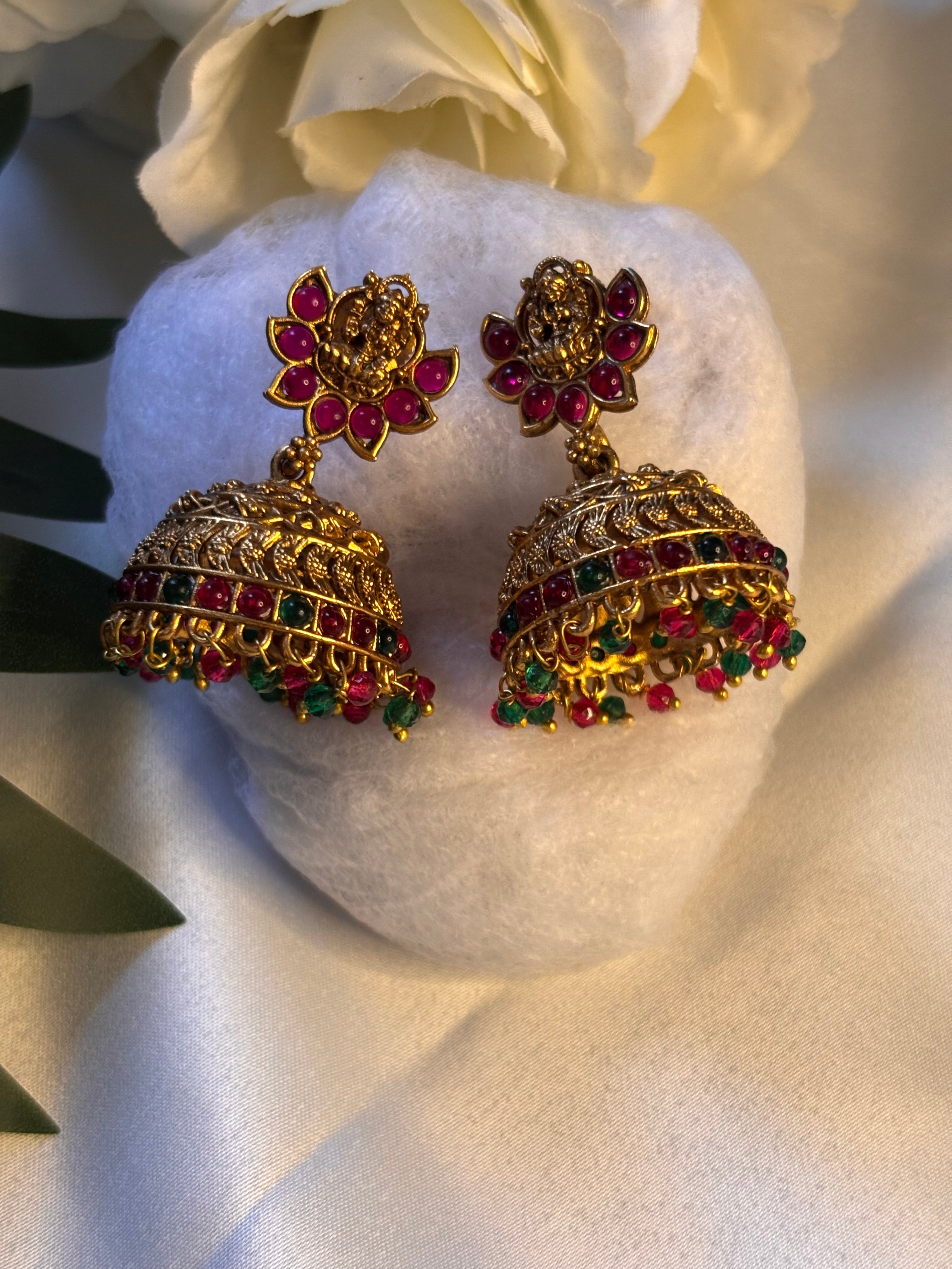Lakshmi Lotus Drop Jhumkas