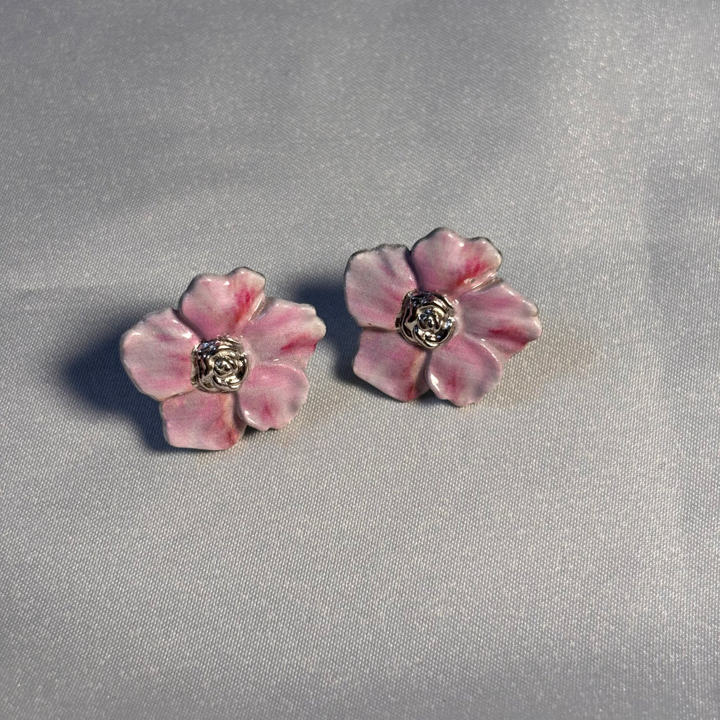 Pink Floral Charm studs