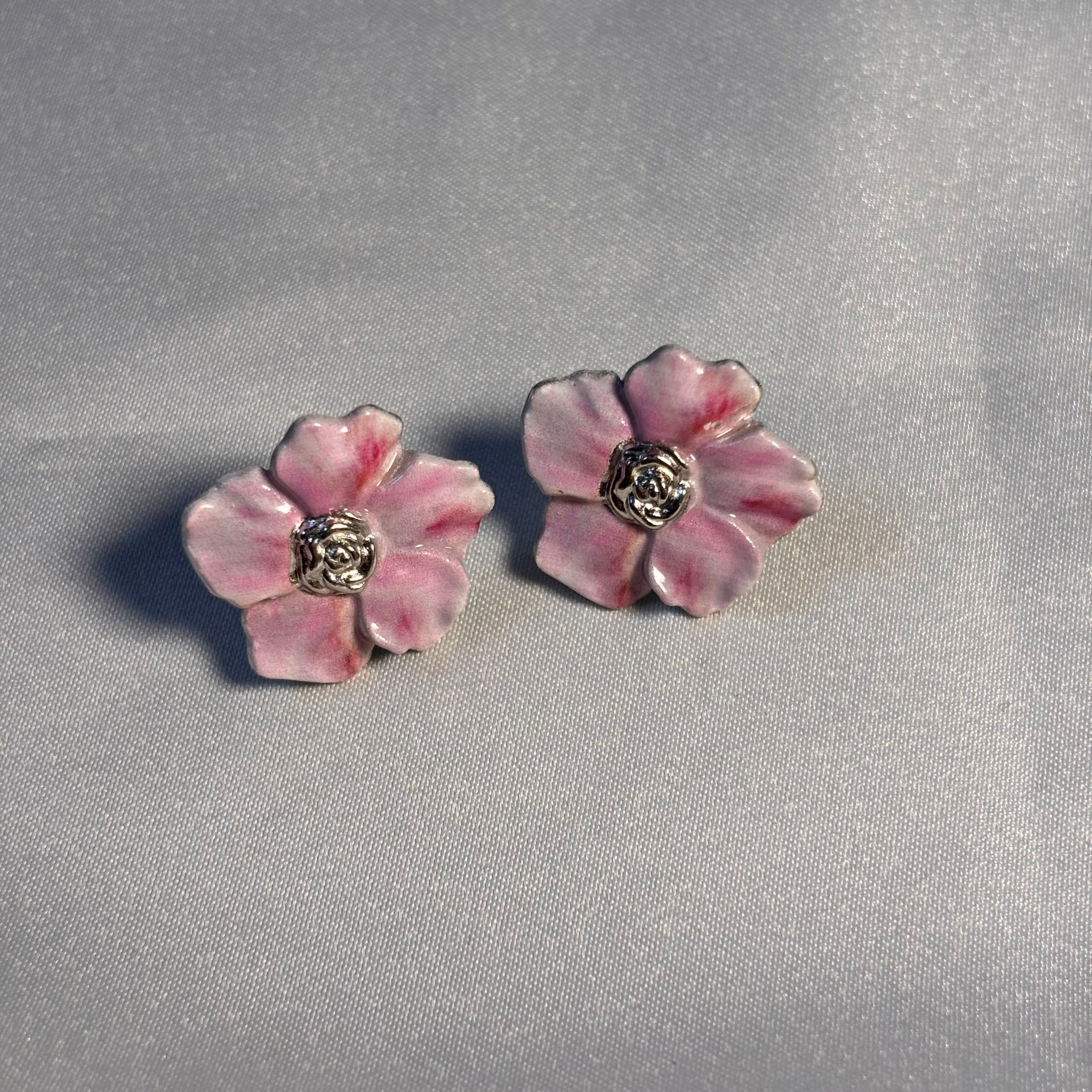 Pink Floral Charm studs
