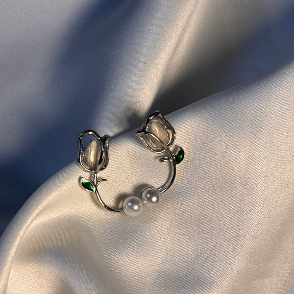 White Tulip Pearl Studs