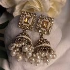 White Pearl Bell Jhumkas