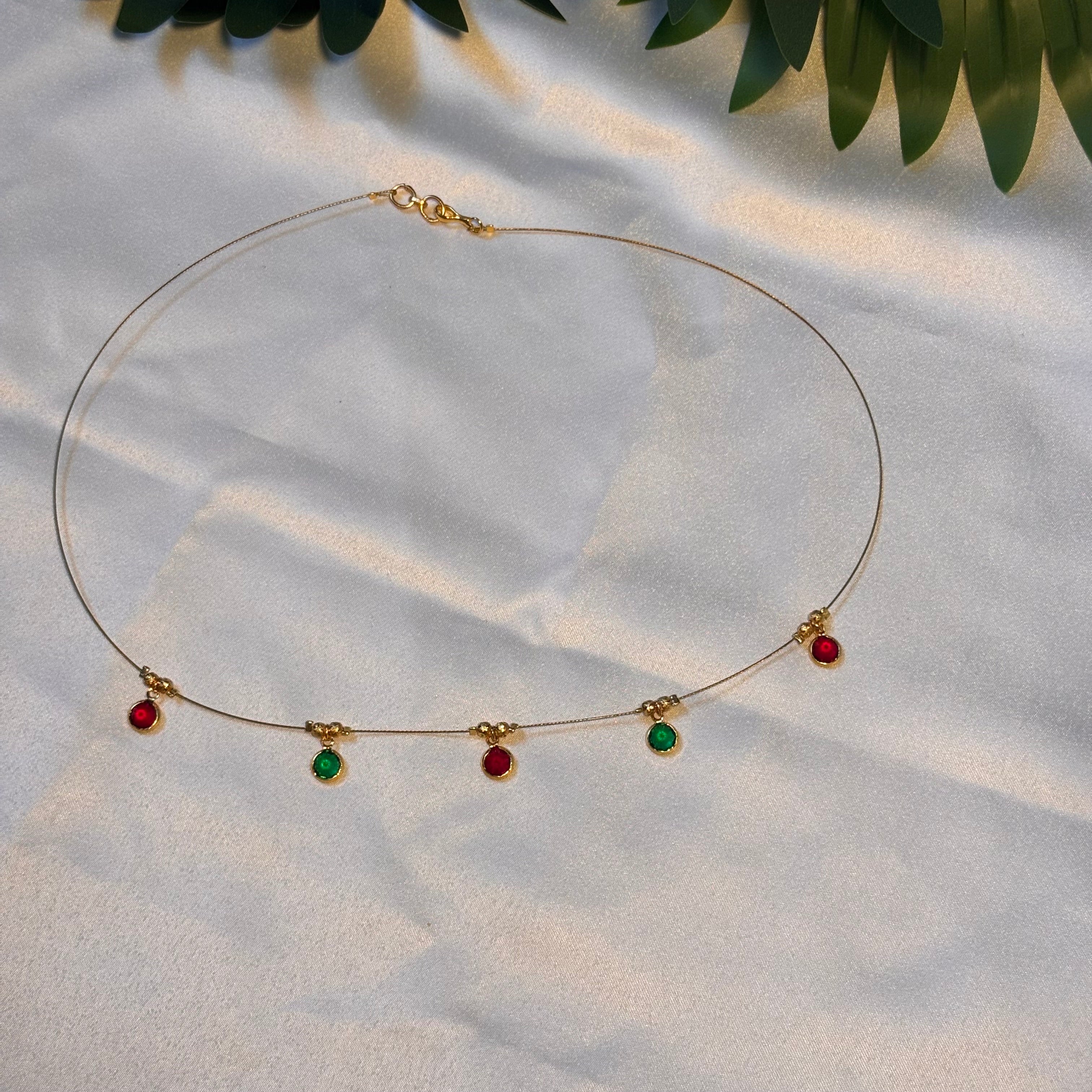 Pink and green drops invisible chain