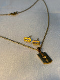Blade Pendant Necklace with Studs