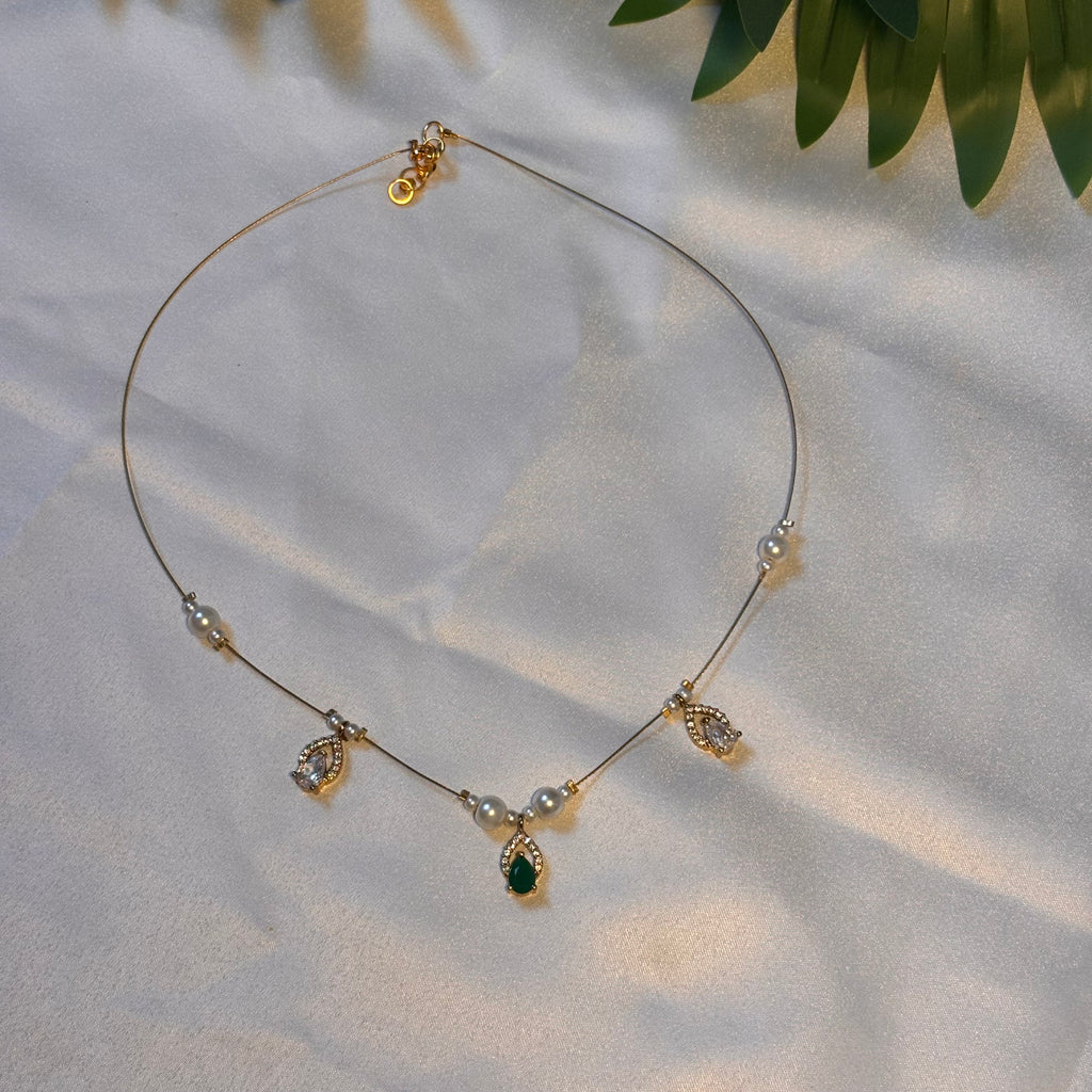 Gemstone & Pearl Festoon Invisible necklace