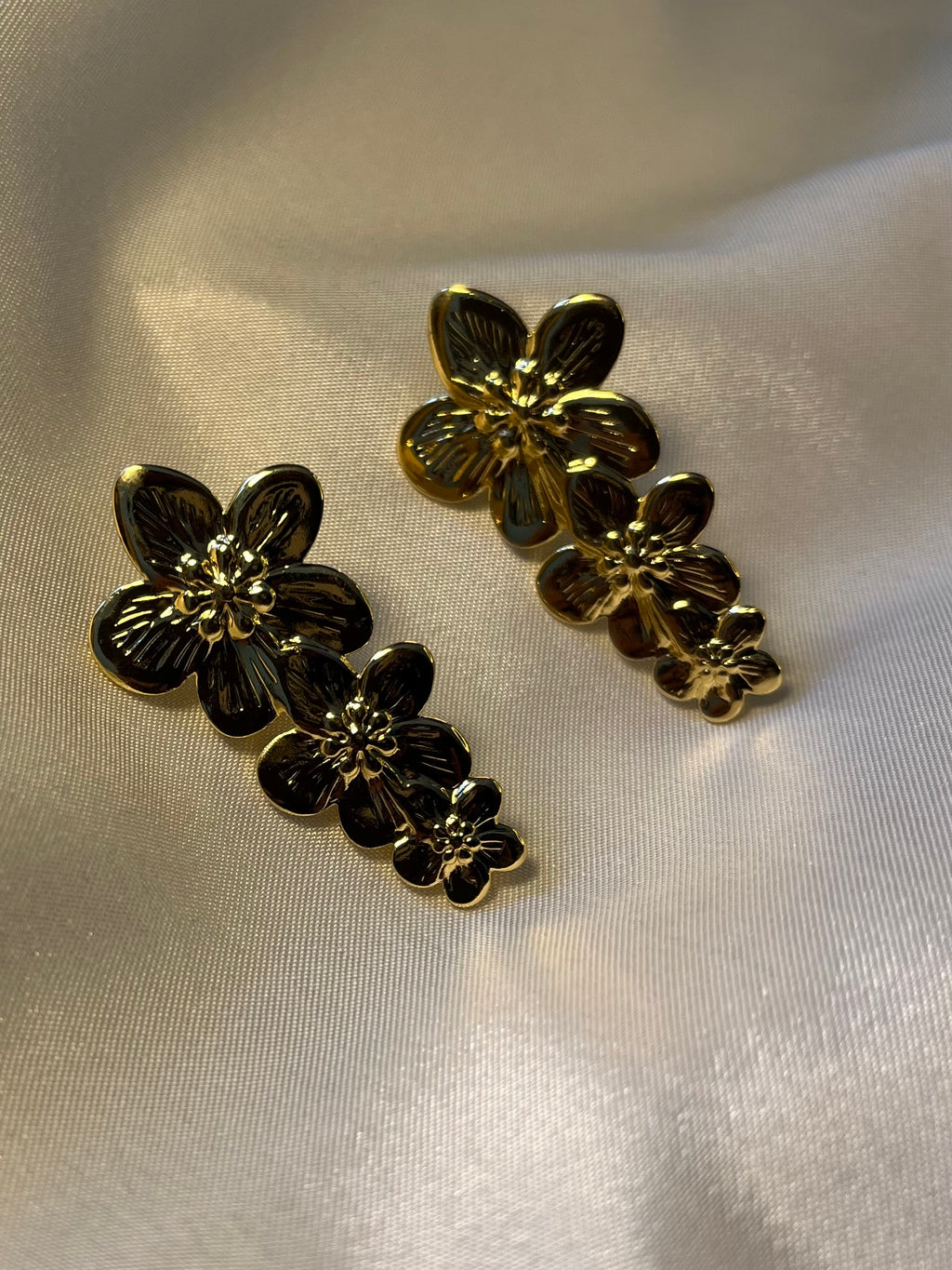Golden bloom climber's ear studs