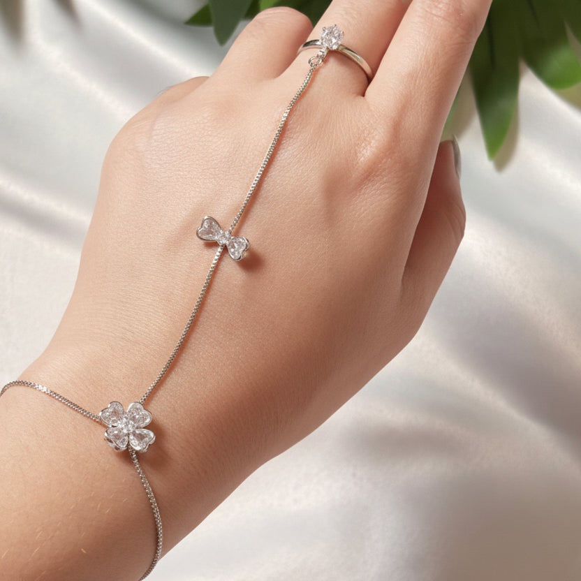 Lace Flora hand chain (Silver)