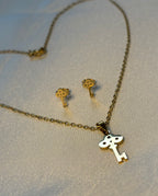 Key pendant necklace and studs
