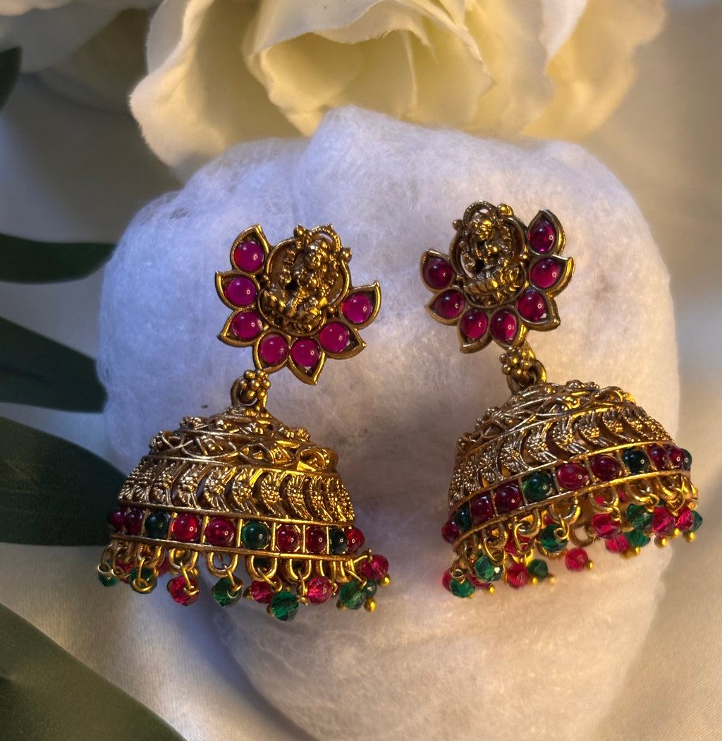 Lakshmi Lotus Drop Jhumkas