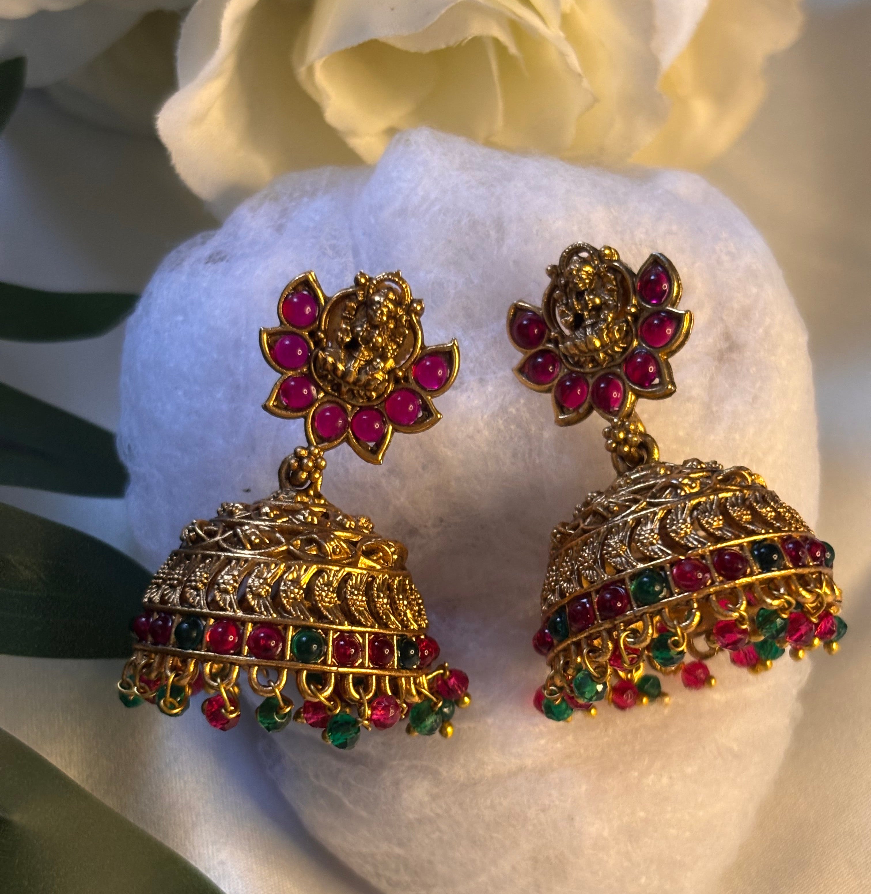 Lakshmi Lotus Drop Jhumkas