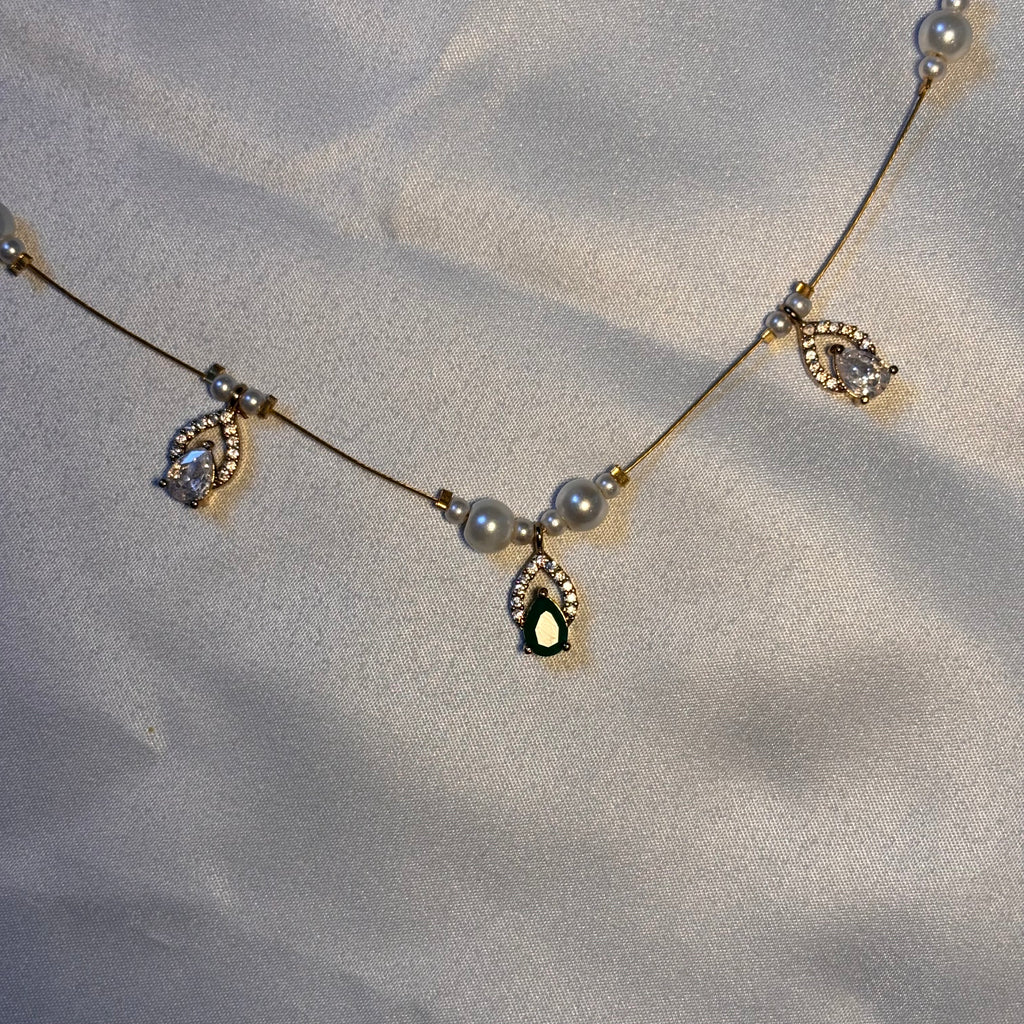 Gemstone & Pearl Festoon Invisible necklace