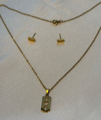 Blade Pendant Necklace with Studs