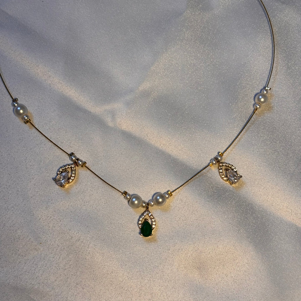 Gemstone & Pearl Festoon Invisible necklace