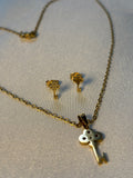 Key pendant necklace and studs