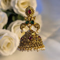 Lattice Gold Peacock Jhumkas