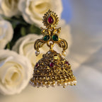 Lattice Gold Peacock Jhumkas