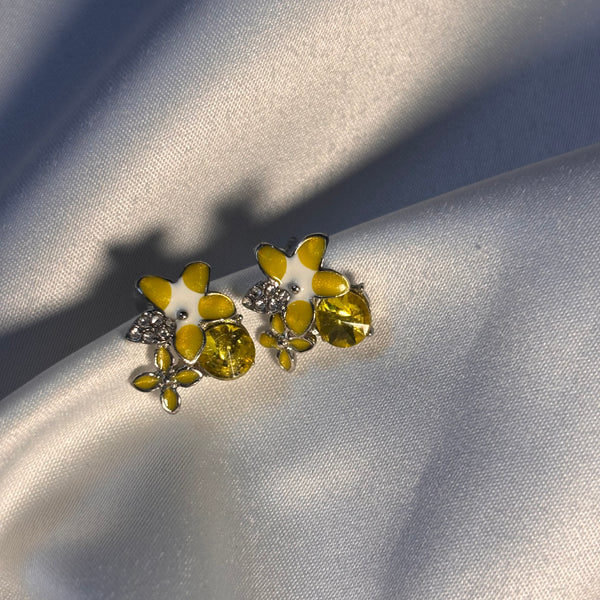 Yellow Enamel Wildflower Studs