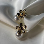 White Pearl Drop Floral Earring