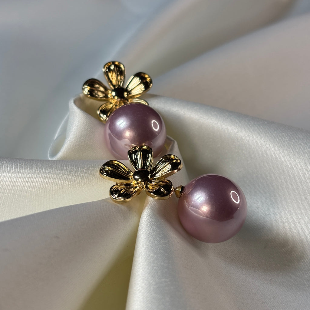 Pink Pearl Floral Earring
