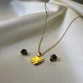 Golden Leaf Breeze Necklace & Earring Set