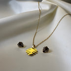 Golden Leaf Breeze Necklace & Earring Set