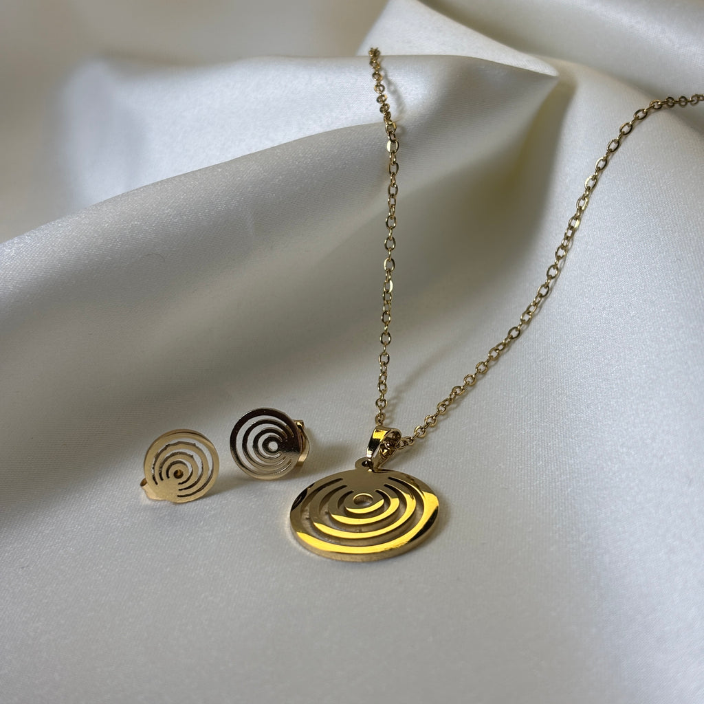 Ripple Circle Necklace and Earring Set